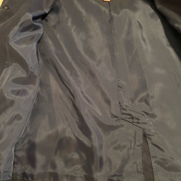 LILLY PULITZER Military Cropped Blazer Band Jacket Linen Cotton Navy Blue Career - Picture 14 of 16